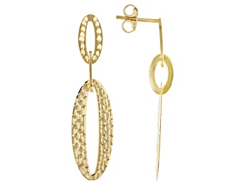 Picture of 14k Yellow Gold Diamond-Cut Oval Link Dangle Earrings