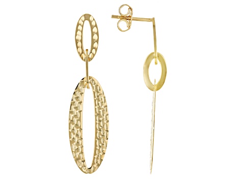 14k Yellow Gold Diamond-Cut Oval Link Dangle Earrings - AU2082 | JTV.com