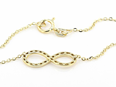 10k Yellow Gold Infinity Pendant 18 Inch Necklace