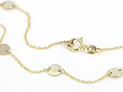 10k Yellow Gold Diamond-Cut Disc Station Rolo Link 18 Inch Necklace