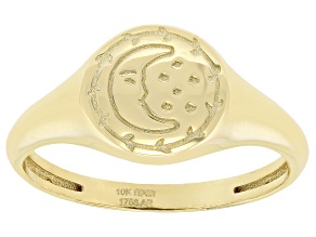 10k Yellow Gold Moon Signet Ring