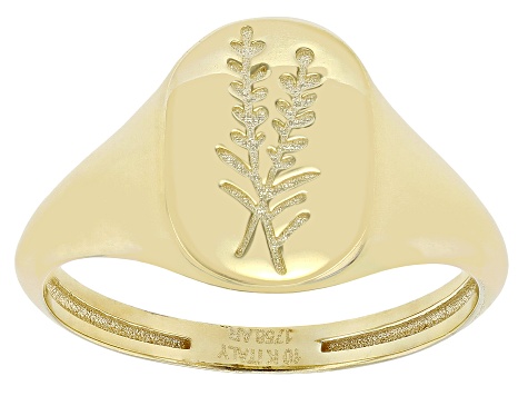 10k Yellow Gold Olive Branch Signet Ring