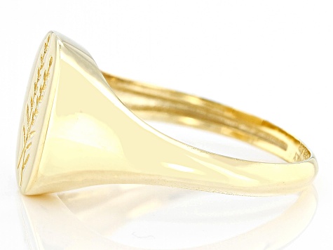 10k Yellow Gold Olive Branch Signet Ring