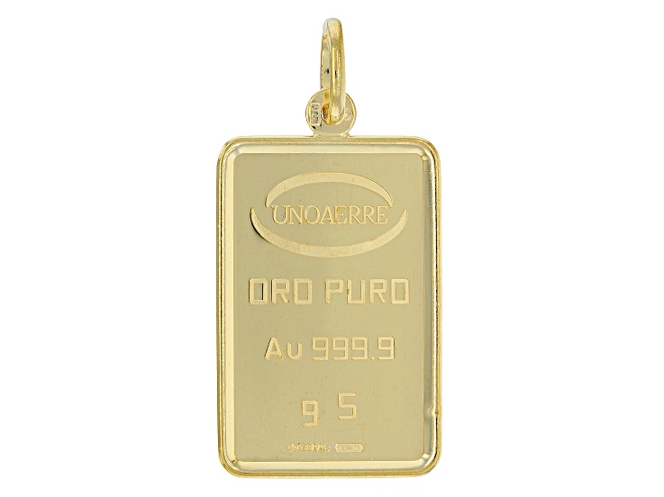 24k Yellow Gold 5g Ingot Pendant With 10k Yellow Gold Frame