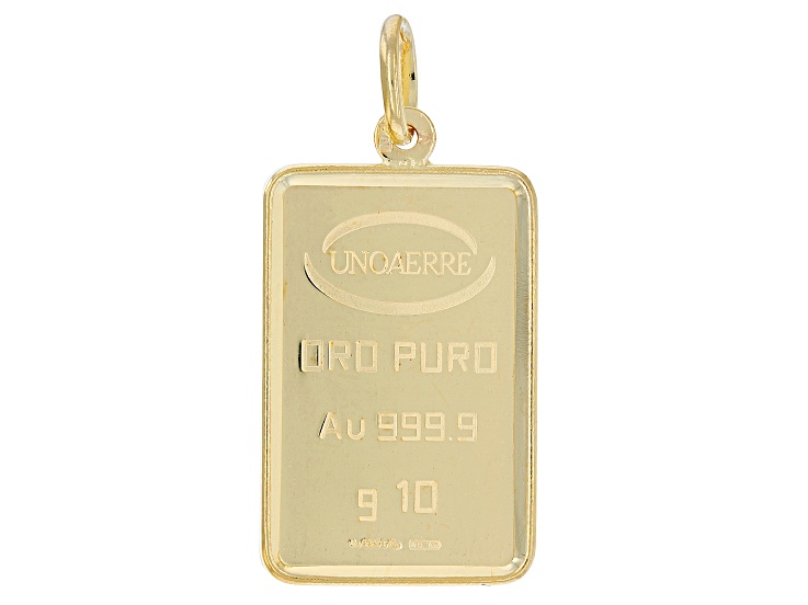 24k Yellow Gold 10g Ingot Pendant With 10k Yellow Gold Frame