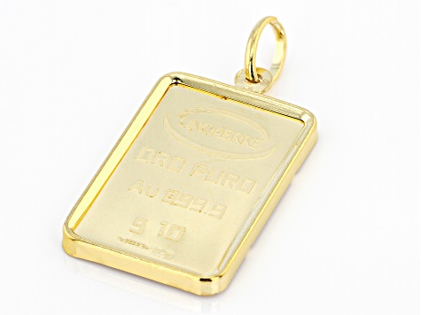 24k Yellow Gold 10g Ingot Pendant With 10k Yellow Gold Frame