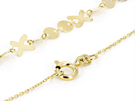 10k Yellow Gold Xoxo Diamond-Cut Cable Link 18 Inch Necklace