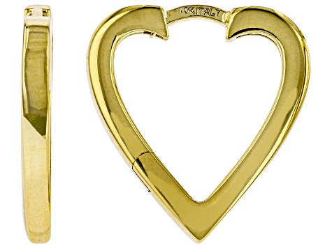 10k Yellow Gold Heart Hoop Earrings - AU2101 | JTV.com