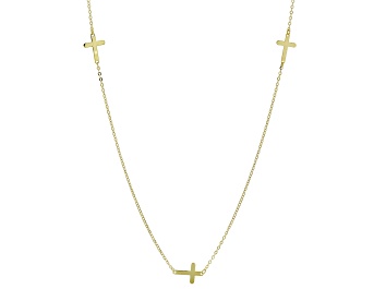 Picture of 10k Yellow Gold Rolo Link Cross Station 18 Inch Necklace