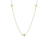 10k Yellow Gold Rolo Link Cross Station 18 Inch Necklace