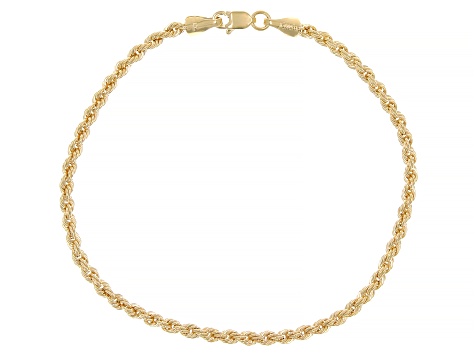 14k Yellow Gold 2.7mm Rope Link Bracelet