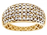 10k Yellow Gold & Rhodium Over 10k Yellow Gold Diamond-Cut Dome Ring