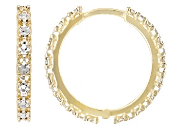 Picture of 10k Yellow Gold & Rhodium Over 10k Yellow Gold Diamond-Cut Hoop Earrings