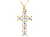 10k Yellow Gold & Rhodium Over 10k Yellow Gold Diamond-Cut Cross Pendant Cable Link 20 Inch Necklace
