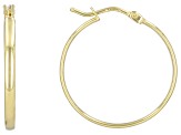18k Yellow Gold 7/8" High Polished Hoop Earrings