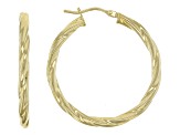 18k Yellow Gold 1 1/4" Twisted Hoop Earrings