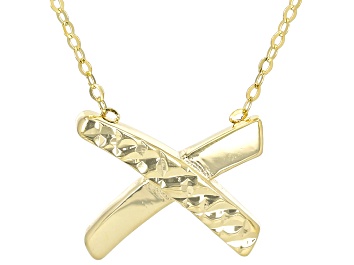 Picture of 10k Yellow Gold Diamond-Cut & Polished X Flat Rolo Link 18 Inch Necklace