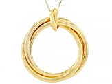 10k Yellow Gold Intertwined Circles Pendant Box Link 20 Inch Necklace