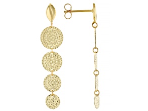 10k Yellow Gold Diamond-Cut Circles Dangle Earrings