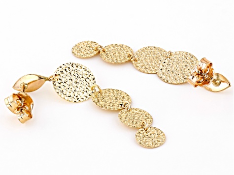 10k Yellow Gold Diamond-Cut Circles Dangle Earrings