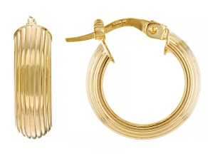 10k Yellow Gold 5/8" Textured Hoop Earrings