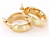 10k Yellow Gold 5/8" Stripe Hoop Earrings