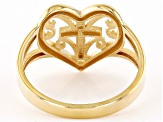 10k Yellow Gold Heart & Cross Ring