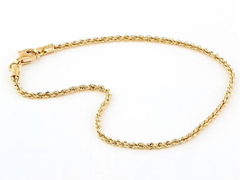 18k Yellow Gold Solid 1.6mm Rope Link Bracelet