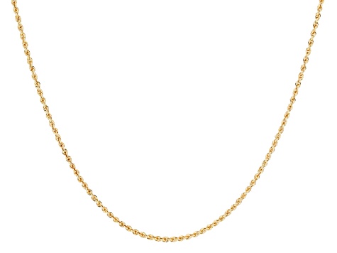 18k Yellow Gold 1.6mm Solid Diamond-Cut Rope 20 Inch Chain