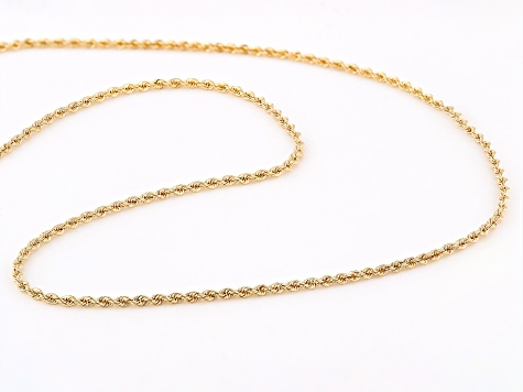 18k Yellow Gold 1.6mm Solid Diamond-Cut Rope 20 Inch Chain