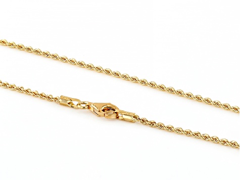 18k Yellow Gold 1.6mm Solid Diamond-Cut Rope 20 Inch Chain