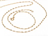 10k Yellow Gold 2mm Solid Mirror Link Bracelet & 20 Inch Chain Set of 2