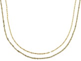 10k Yellow Gold Solid 1mm Singapore & Mirror Link 20 Inch Chain Set of 2