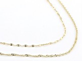 10k Yellow Gold Solid 1mm Singapore & Mirror Link 20 Inch Chain Set of 2