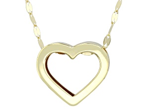 10k Yellow Gold Open Heart Pendant Mirror Link 20 Inch Necklace