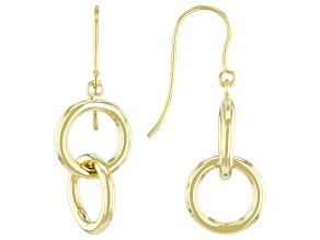 10k Yellow Gold Double Circle Dangle Earrings