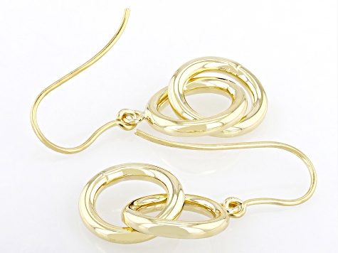 10k Yellow Gold Double Circle Dangle Earrings
