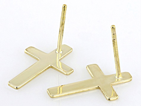 10k Yellow Gold Cross Drop Earrings