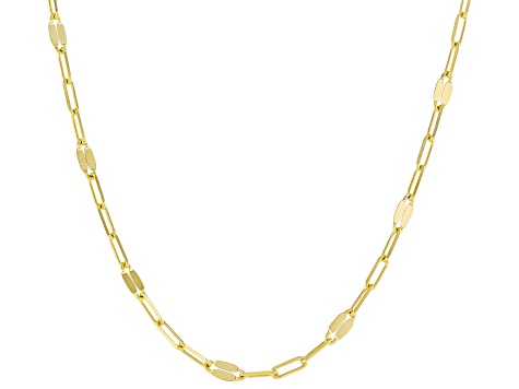 10k Yellow Gold 3+1 2mm Mirror Station 16 Inch Chain