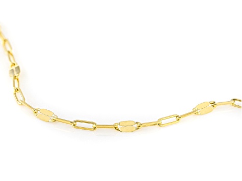 10k Yellow Gold 3+1 2mm Mirror Station 16 Inch Chain