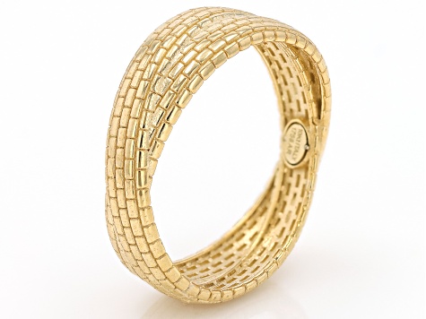 10k Yellow Gold Textured Crossover Ring