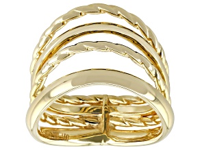 Oro Divino 14k Yellow Gold With a Sterling Silver Core Polished & Textured Multi-Row Waved Ring