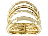 Oro Divino 14k Yellow Gold With a Sterling Silver Core Polished & Textured Multi-Row Waved Ring