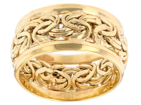 10k Yellow Gold 9mm Polished Edge Byzantine Band Ring