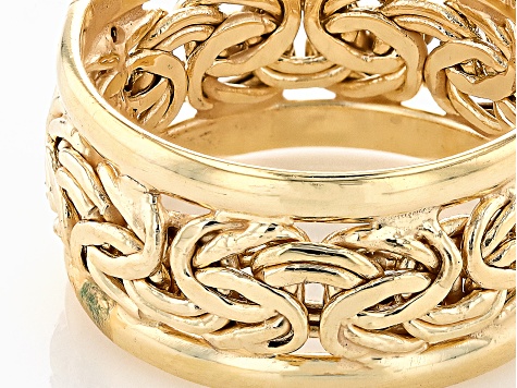 10k Yellow Gold 9mm Polished Edge Byzantine Band Ring