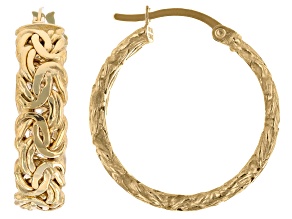 10k Yellow Gold 7/8" Byzantine Hoop Earrings
