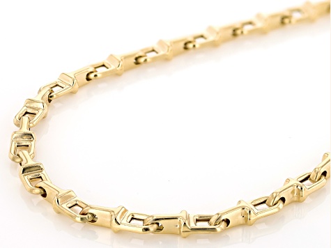 14k Yellow Gold 5mm Solid Designer Link 20 Inch Chain