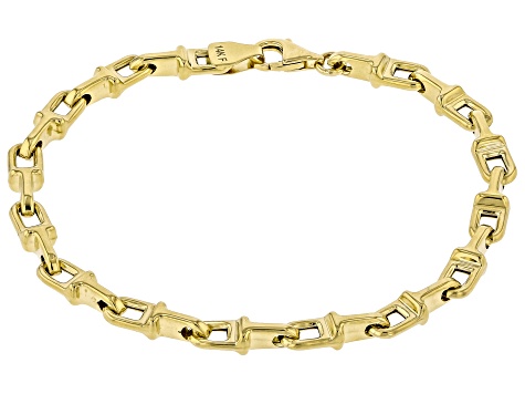14k Yellow Gold 5mm Solid Designer Link Bracelet