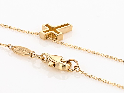 14k Yellow Gold Cross Pendant 18 Inch Necklace