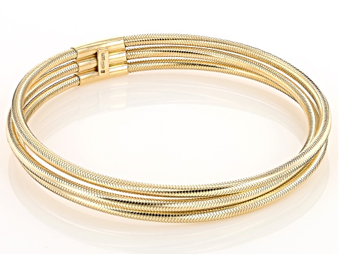14k Yellow Gold Triple-Row Mesh Stretch Bracelet